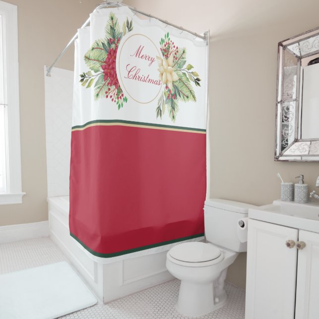 Vintage Christmas floral   Shower Curtain (In Situ)