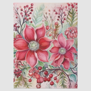 Vintage Christmas Florals Decoupage Tissue Paper