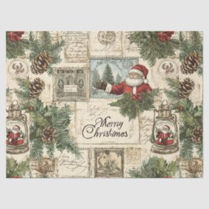 Vintage Christmas Florals & Santa Decoupage Tissue Paper