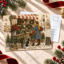 Vintage Christmas Flower Market in Snowy Village