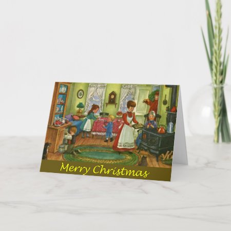 Vintage Christmas Folk Art Greeting Card