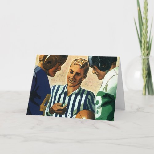 Vintage Christmas Football Referee Coin Toss Holiday Card