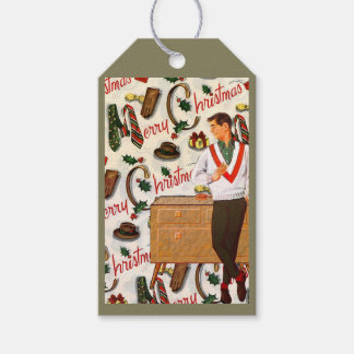 Vintage Christmas For Him Gift Tags