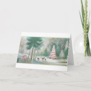 Vintage Christmas Forest Holiday Card