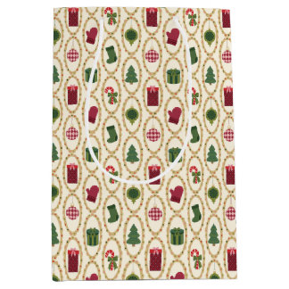 Vintage Christmas Frames Medium Gift Bag