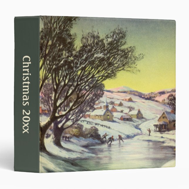 Vintage Christmas,  Frozen Lake with Ice Skaters Binder (Front/Spine)