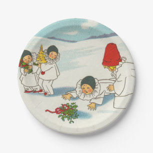 Vintage Christmas funny Holiday Paper Plates