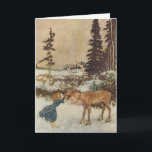 Vintage Christmas, Gerda and the Reindeer by Dulac Holiday Card<br><div class="desc">Easy to customize Christmas card. Just add your names! Or change the holiday message to make this card even more personal. Vintage illustration fairy tales and nursery rhymes image Gerda and the Reindeer by Edmund Dulac. 1911. Gerda and the Reindeer comes from the story "The Snow Queen" in the Book...</div>