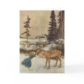 Vintage Christmas, Gerda and the Reindeer by Dulac Holiday Card