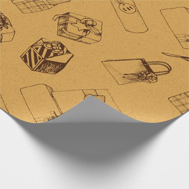 vintage christmas  gift box pattern wrapping paper (Corner)