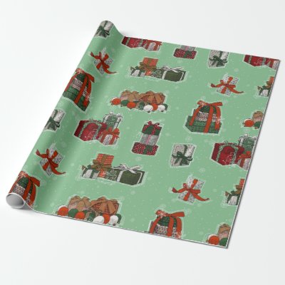 Vintage Christmas Gift Boxes Wrapping Paper