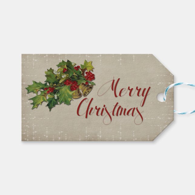 Vintage Christmas Gift Tag (Front (Horizontal))