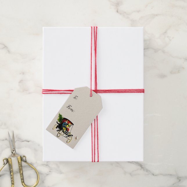 Vintage Christmas Gift Tag To From (With Twine)