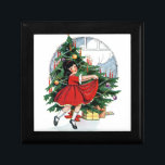 Vintage Christmas giftbox Gift Box<br><div class="desc">Giftbox with a vintage image of a little girl in a red dress,  dancing around a Christmas tree.  Perfect for Christmas gift giving.</div>