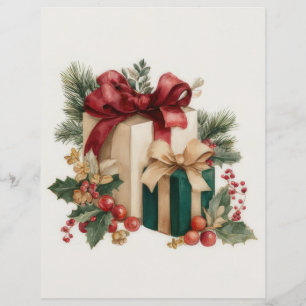 Vintage Christmas Gifts Scrapbook Paper