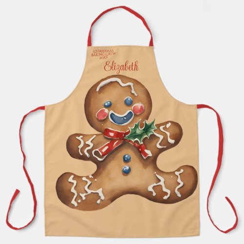 Vintage Christmas Ginger Man Personalized  Apron