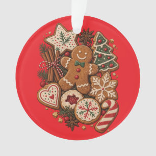 Vintage Christmas Gingerbread Cookies & Holiday Ornament