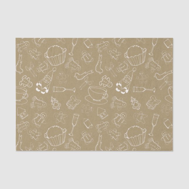 vintage christmas Gingerbread Man and santa Tissue Paper (Front)