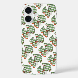 Vintage Christmas Gingham Puppy Dog Stuffed Animal iPhone 16 Case