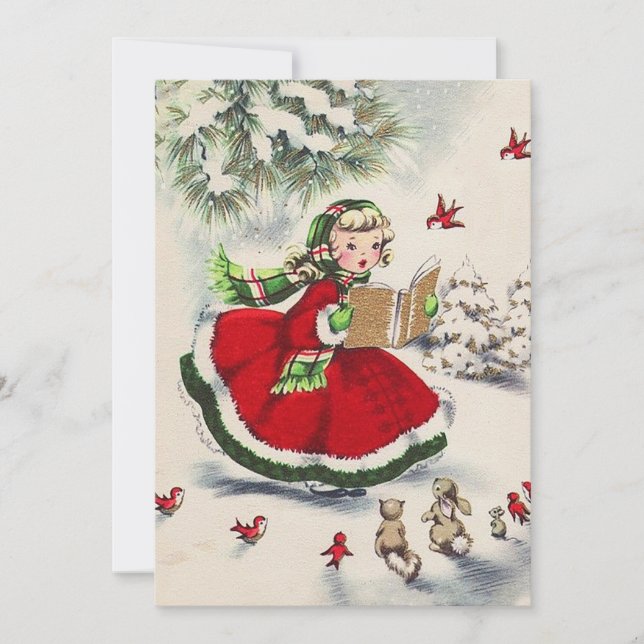 Vintage Christmas Girl Christmas Party Invitation (Front)