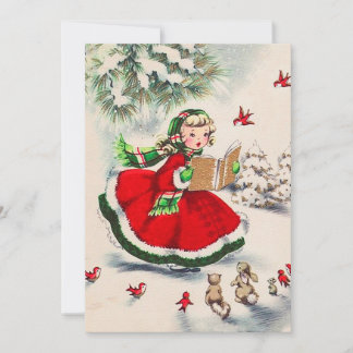 Vintage Christmas Girl Christmas Party Invitation