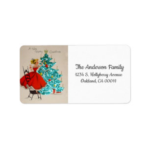 Vintage Christmas Girl Decorating Label