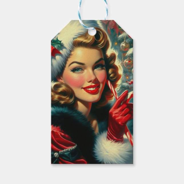 Vintage Christmas Girl Gift Tags (Front)