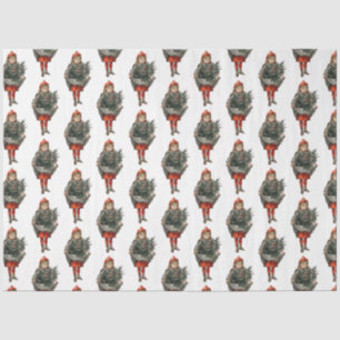 Vintage Christmas Girl & Holly Berries Tissue Paper