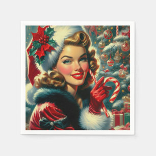 Vintage Christmas Girl Napkins