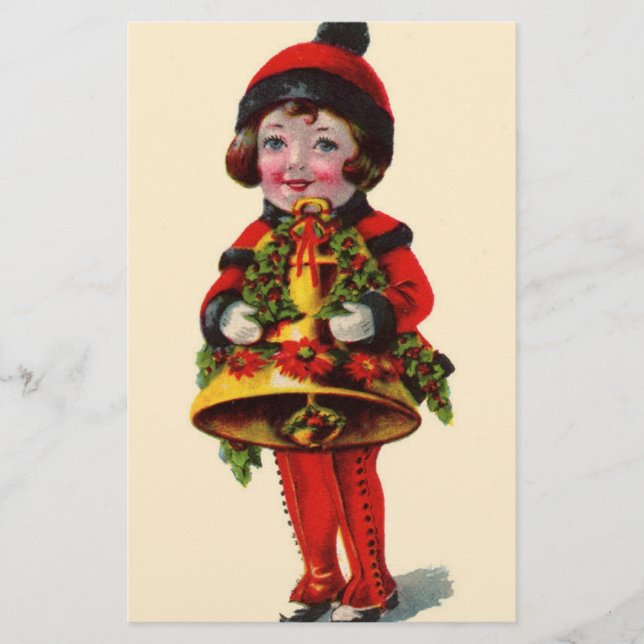 Vintage Christmas Girl Stationery (Front)