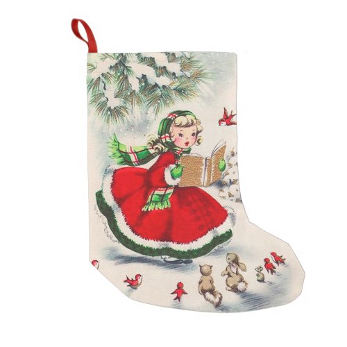 Vintage Christmas Girl Stocking