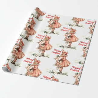 Vintage Christmas girl Wrapping Paper