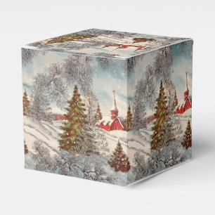 Vintage Christmas Glittering Winter Village  Favor Boxes