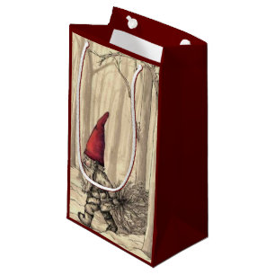 Vintage Christmas Gnome Holiday Gift Small Gift Bag