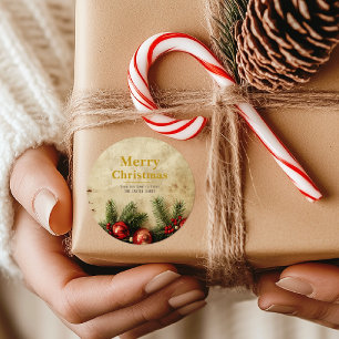 Vintage Christmas Gold Sticker   Classic & Elegant