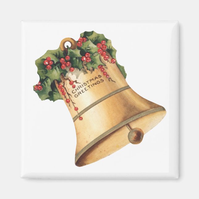 Vintage Christmas Golden Bells, Season's Greetings Magnet (Front)