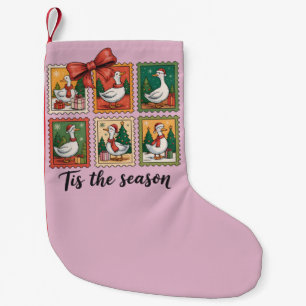 Vintage Christmas Goose Retro Tis The Season Small Christmas Stocking