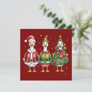 Vintage Christmas Goose Santa Duck Silly Goose Holiday Card