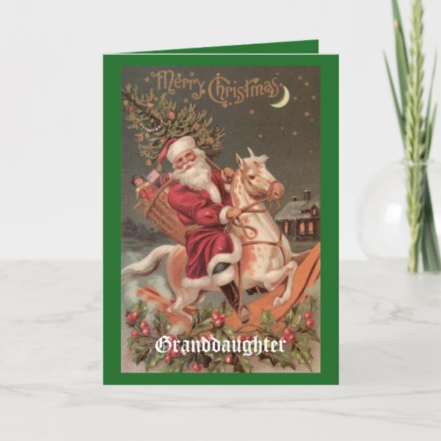 Vintage Christmas Granddaughter Holiday Card (Front)