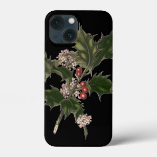 Vintage Christmas, Green Holly Plant with Berries iPhone 13 Mini Case