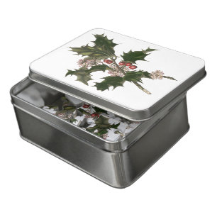 Vintage Christmas, Green Holly Plant with Berries Jigsaw Puzzle