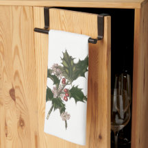 Vintage Christmas, Green Holly Plant with Berries