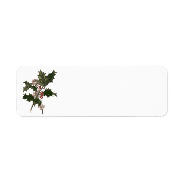 Vintage Christmas, Green Holly Plant with Berries Label (Front)