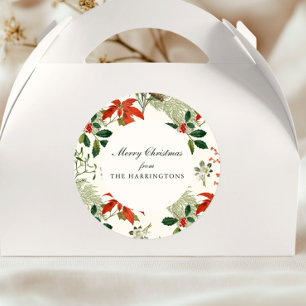 Vintage Christmas Greenery Pattern Classic Round Sticker