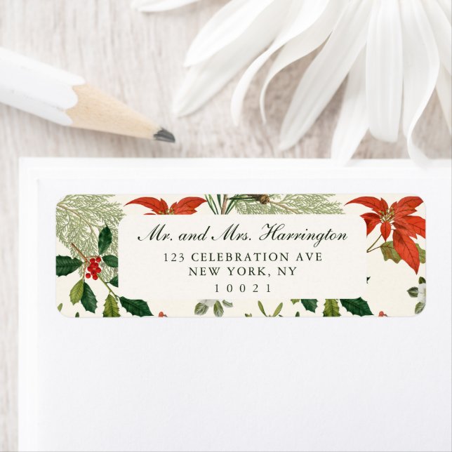 Vintage Christmas Greenery Pattern Label (Insitu)