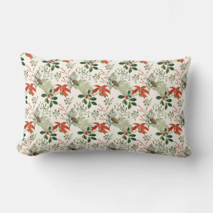 Vintage Christmas Greenery Pattern Lumbar Pillow