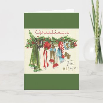 Vintage Christmas Greeting Card From All Of Us by SharCanMakeit at Zazzle