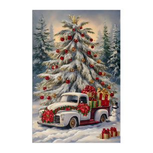 Vintage Christmas Greeting Card – Majestic Snow- Acrylic Print