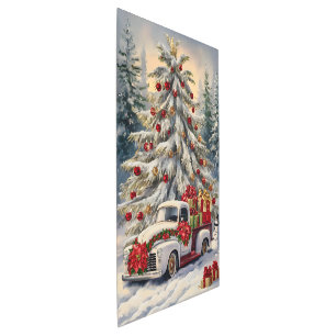 Vintage Christmas Greeting Card – Majestic Snow- Metal Print