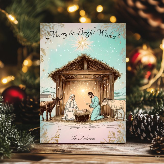 Vintage Christmas greeting Nativity Scene Card (Creator Uploaded)
